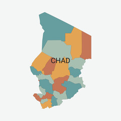 Chad vector map with administrative divisions