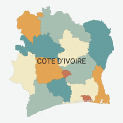 Obraz premium Ivory Coast vector map with administrative divisions