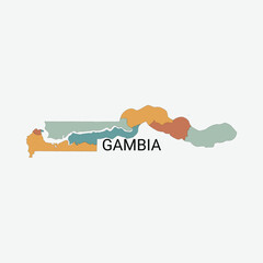 Gambia vector map with administrative divisions