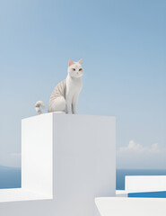 white cat and sky