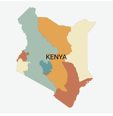 Kenya vector map with administrative divisions