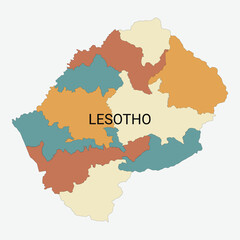 Lesotho vector map with administrative divisions