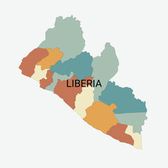 Liberia vector map with administrative divisions