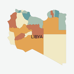 Libya vector map with administrative divisions