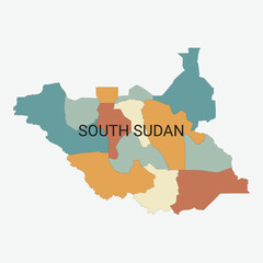 South Sudan vector map with administrative divisions