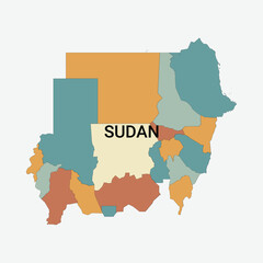 Sudan vector map with administrative divisions