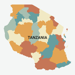 Tanzania vector map with administrative divisions