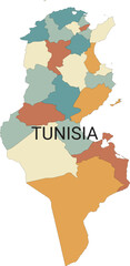 Tunisia vector map with administrative divisions