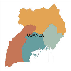 Uganda vector map with administrative divisions