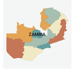 Zambia vector map with administrative divisions