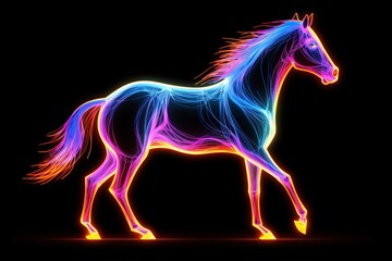 Obraz na płótnie Canvas Graphic neon vector of a horse