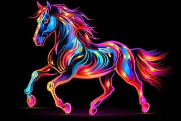 Fototapeta na wymiar Graphic neon vector of a horse