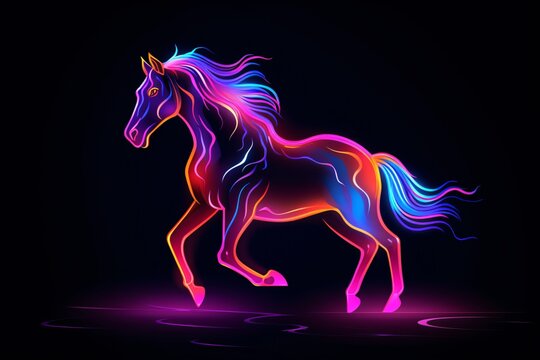 Graphic neon vector of a horse