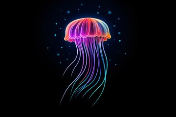 Graphic neon vector of a jellyfish