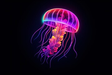 Graphic neon vector of a jellyfish