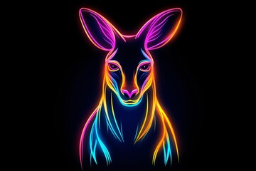 Graphic neon vector of a kangaroo