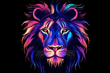 Neon tattoo of a lion face