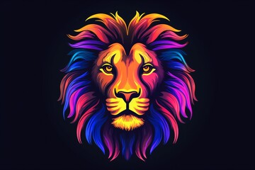 Neon tattoo of a lion face