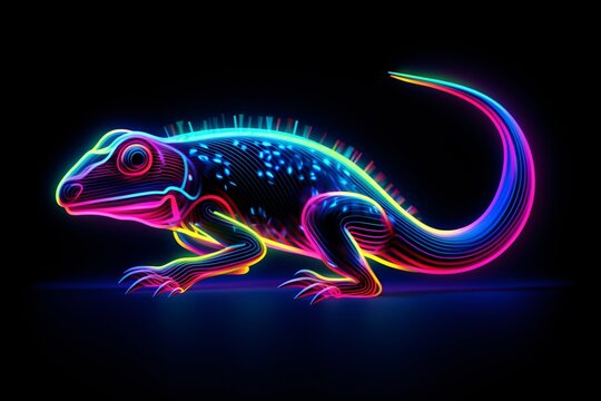 Neon vector of a lizard