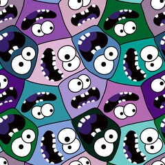 Cartoon kids seamless monster with face pattern for wrapping paper and kids clothes print and Halloween packaging