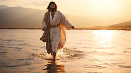 Christ walking on water. 
