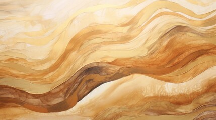 Abstract brown golden shiny glow wavy background. Gold glitter waves in earth tone colors textured design. Luxury caramel chocolate cocoa coffee fluid texture. .