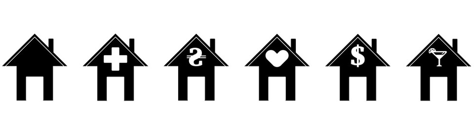 Vector house icon. vector house icon. Vector illustration. A set of marks on the map vector. Black point / pin house