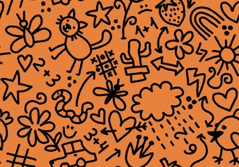School blackboard doodle seamless scribble chalk pattern for fabrics and textiles and wrapping paper and kids clothes