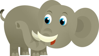 Cartoon wild animal happy young elephant on white background - illustration for the children