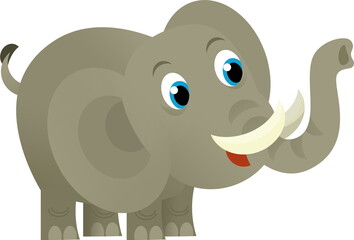 Cartoon wild animal happy young elephant on white background - illustration for the children