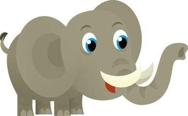 Cartoon wild animal happy young elephant on white background - illustration for the children