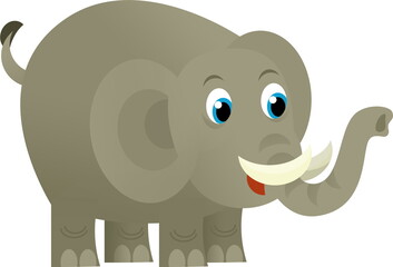Cartoon wild animal happy young elephant on white background - illustration for the children