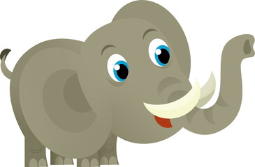 Cartoon wild animal happy young elephant on white background - illustration for the children