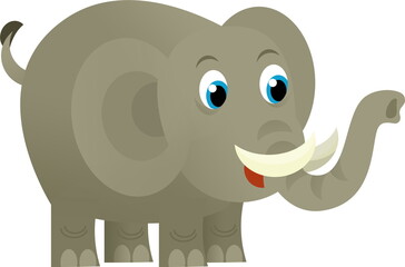 Cartoon wild animal happy young elephant on white background - illustration for the children
