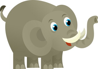 Cartoon wild animal happy young elephant on white background - illustration for the children