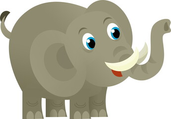 Cartoon wild animal happy young elephant on white background - illustration for the children