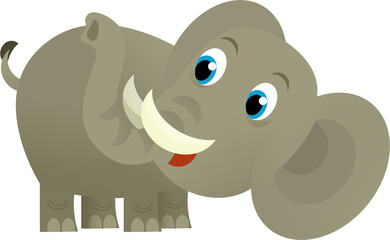 Cartoon wild animal happy young elephant on white background - illustration for the children