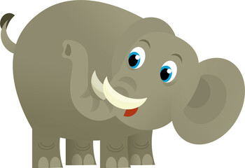 Cartoon wild animal happy young elephant on white background - illustration for the children