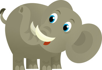 Cartoon wild animal happy young elephant on white background - illustration for the children