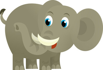 Cartoon wild animal happy young elephant on white background - illustration for the children