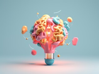 light bulb symbolizing the human brain with ideas