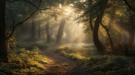 Naklejka premium A beautiful landscape with green trees and blue sky