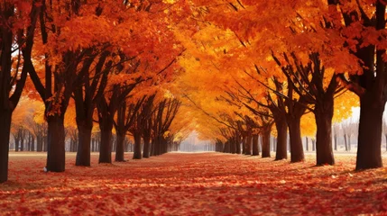  Autumn landscape with colorful fallen leaves. © kept