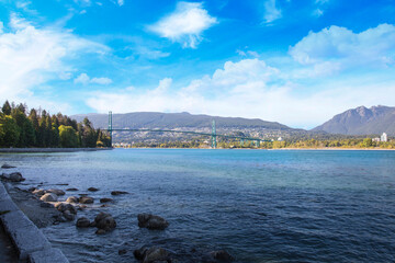 Beautiful view of the Lions Gate Bridge in Vancouver, Canada