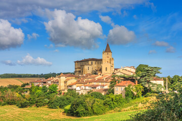 Summer landscape - view of the village of Lavardens, in the historical province Gascony, the region of Occitanie of southwestern France