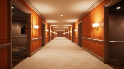 A gallery-style hallway with recessed lighting