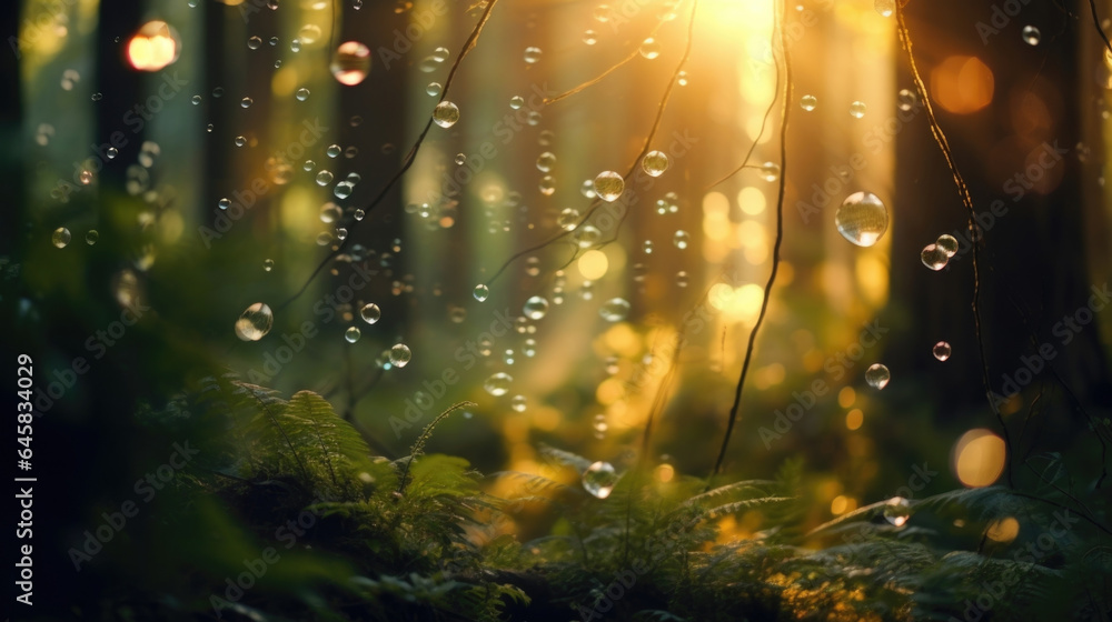 Poster whisk yourself away to a fairytale forest with this bokeh scene, where sunlight peeks through trees,