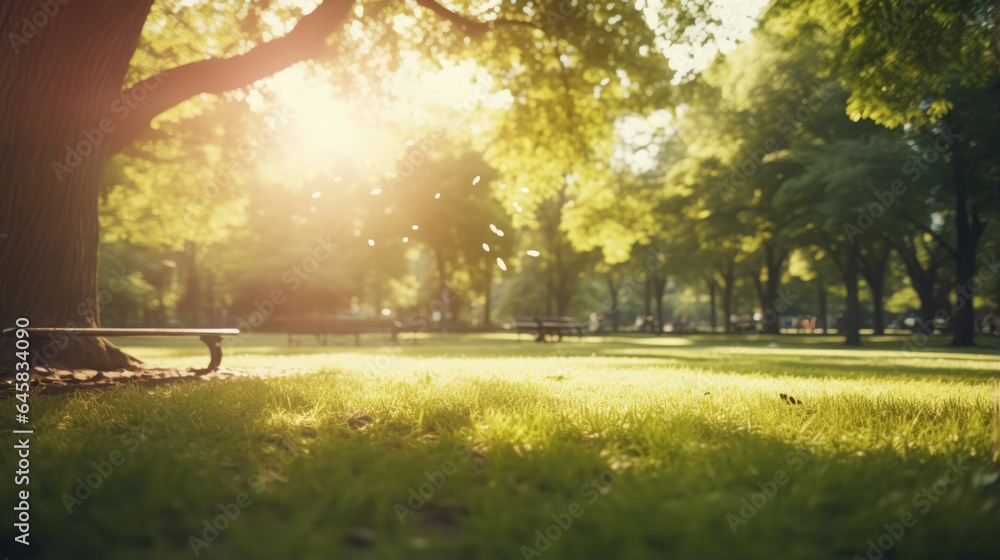 Aufkleber park bokeh enjoy the tranquility and beauty of a park with this scene that captures sunlight filteri