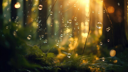 Whisk yourself away to a fairytale forest with this bokeh scene, where sunlight peeks through trees, creating a magical atmosphere as delicate bokeh particles fill the air.