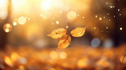 Golden autumn bokeh Immerse yourself in the warm hues of autumn as falling leaves create a bokeh spectacle. The golden sunlight filtering through the foliage adds a touch of magic to this - Powered by Adobe